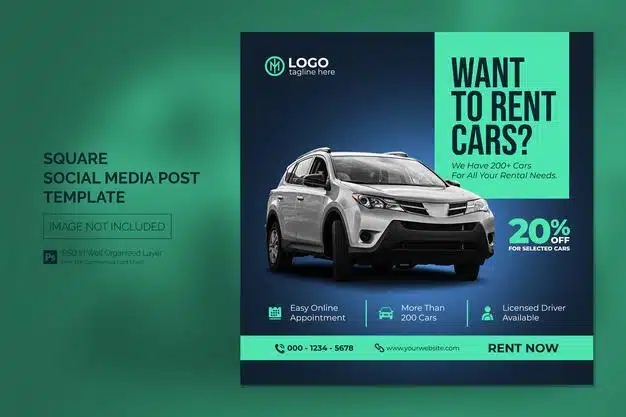 Car social media instagram post or square web banner advertising template Premium Psd