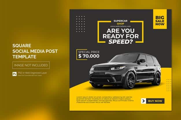 Car social media instagram post or square web banner advertising template Premium Psd