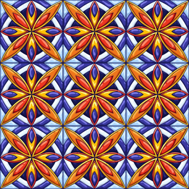 Ceramic tile pattern. decorative abstract background. traditional ornate mexican talavera, portuguese azulejo or spanish majolica Premium Vector