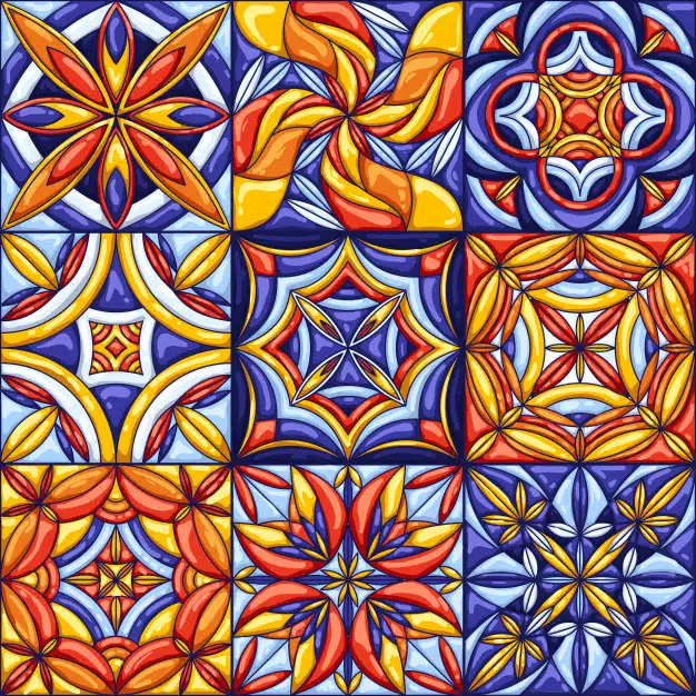 Ceramic tile pattern. traditional ornate mexican talavera, portuguese azulejo or spanish majolica Premium Vector