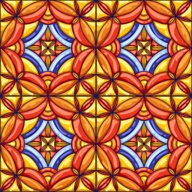 Ceramic tile pattern. typical ornate portuguese or italian ceramic tiles. decorative abstract background. Premium Vector