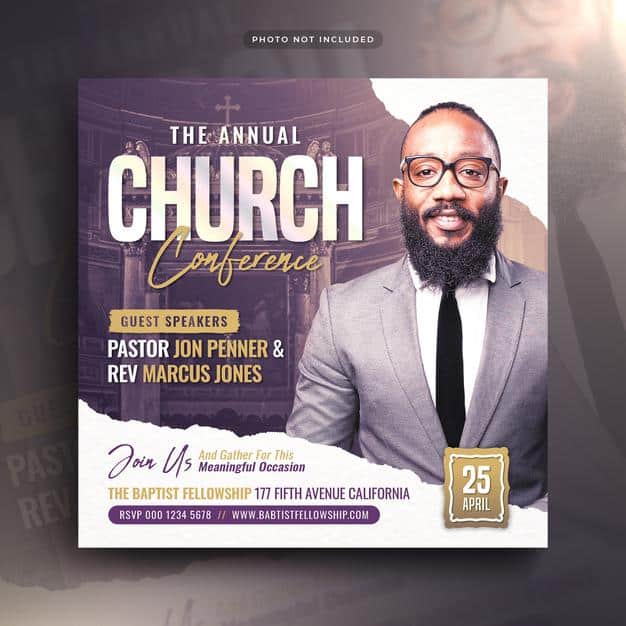 Church conference flyer social media post web banner Premium Psd
