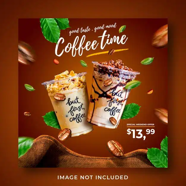Coffee shop drink menu promotion social media instagram post banner template Premium Psd