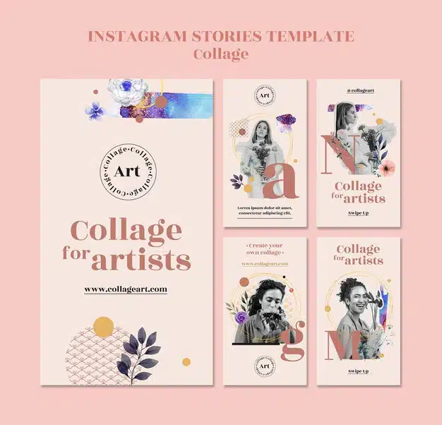 Collage for artists instagram stories template Premium Psd