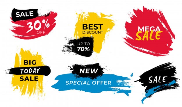 Collection of brush stroke sale banners Free Vector