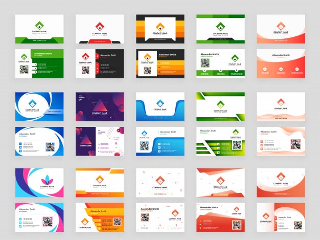 Colorful collection of horizontal business card Premium Vector