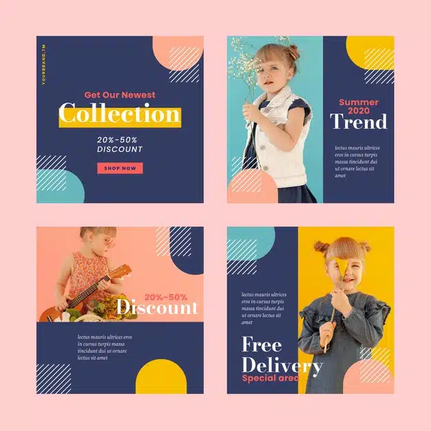 Colourful sales instagram post collection Free Vector