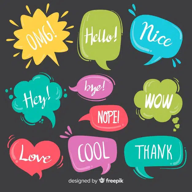Colourful speech bubbles with different expressions Free Vector