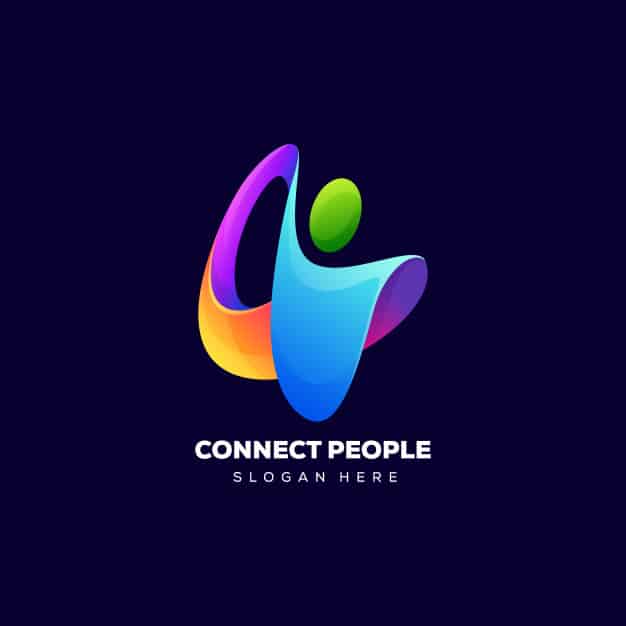Connect people color logo Premium Vector