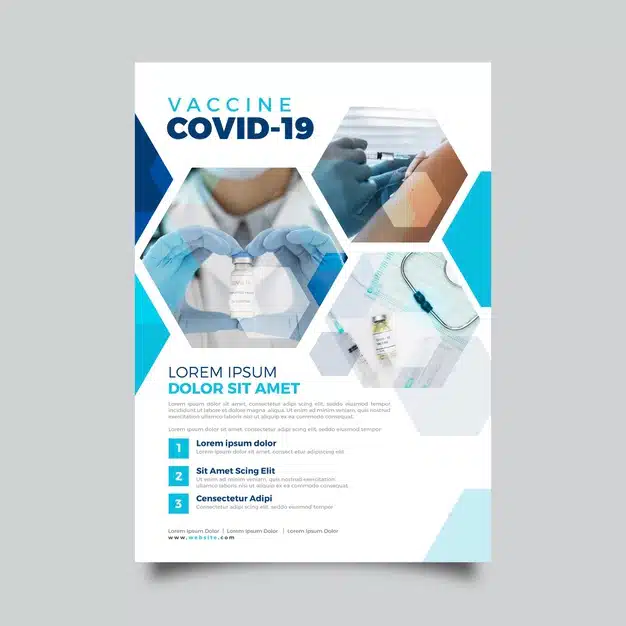 Coronavirus medical products flyer template with photo Free Vector