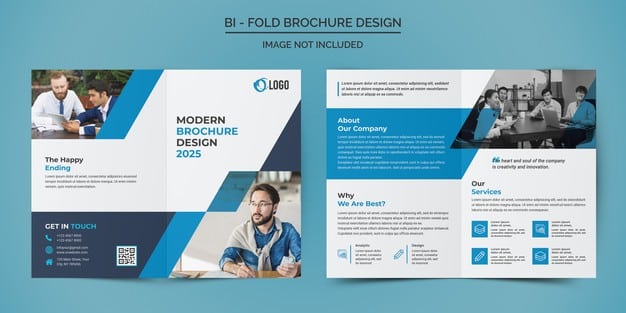 Corporate business bifold brochure design template Premium Psd