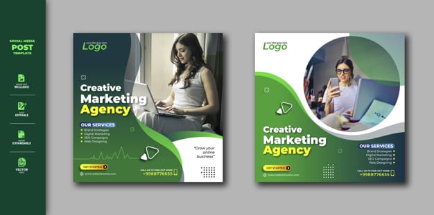 Corporate social media post square banner digital marketing business promotion Premium Vector
