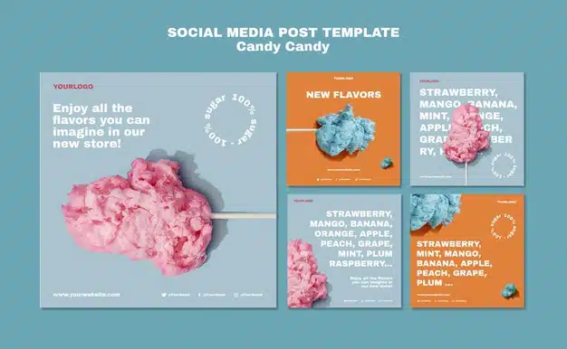 Cotton candy on stick instagram post template Free Psd