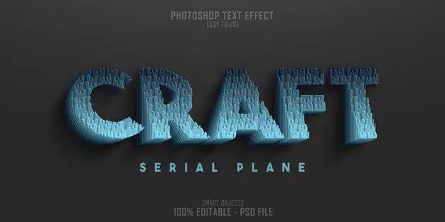Craft serial plane 3d text style effect template Premium Psd