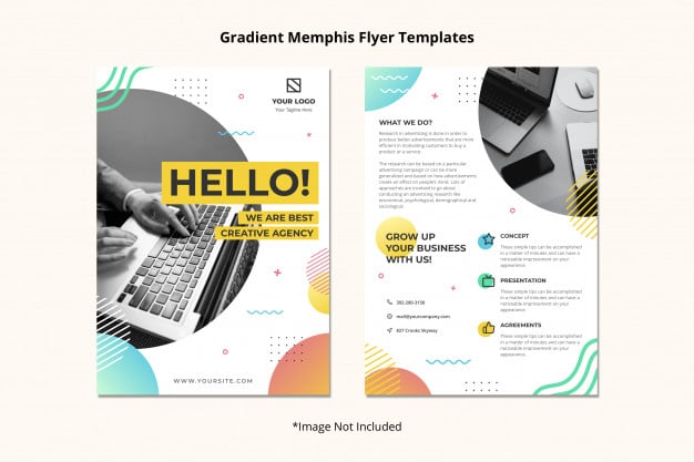 Creative agency brochure flyer template simple clean abstract memphis style Premium Psd