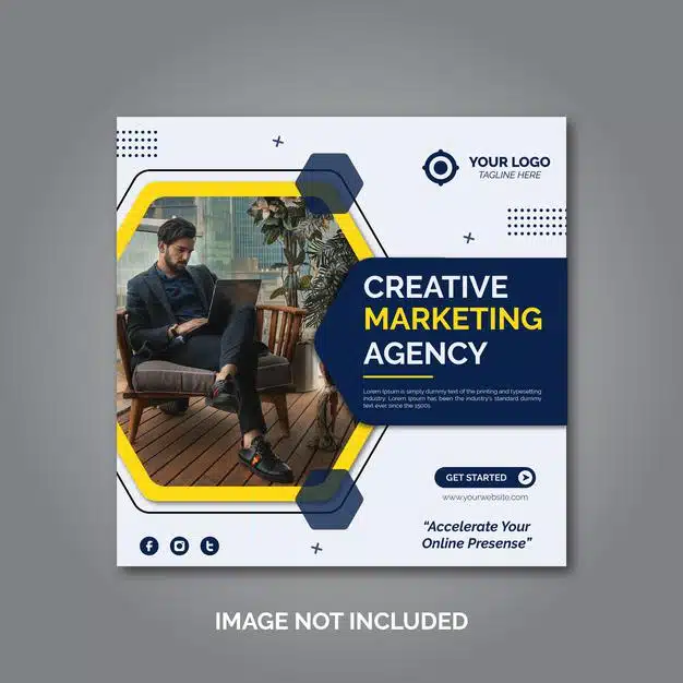 Creative business marketing social media post template Premium Vector