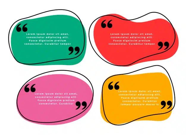 Curve shape quotes template in four colors Free Vector