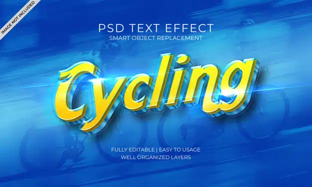 Cycling speed blue and yellow text effect template Premium Psd