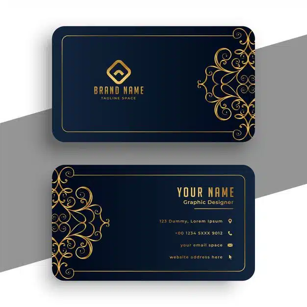 Decorative premium black and gold business card Free Vector