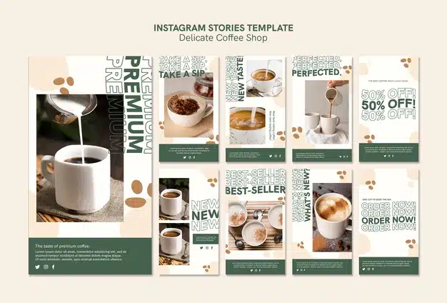 Delicate coffee shop instagram stories Free Psd