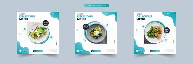 Delicious menu food social media promotion and banner post design template collection Premium Vector