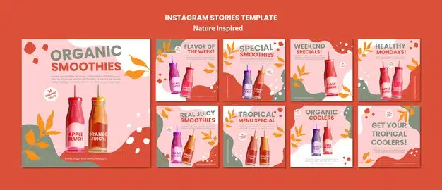 Delicious organic smoothies social media post template Free Psd
