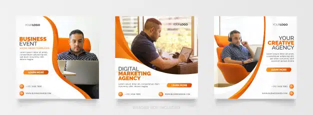 Digital business marketing agency instagram post template Premium Vector