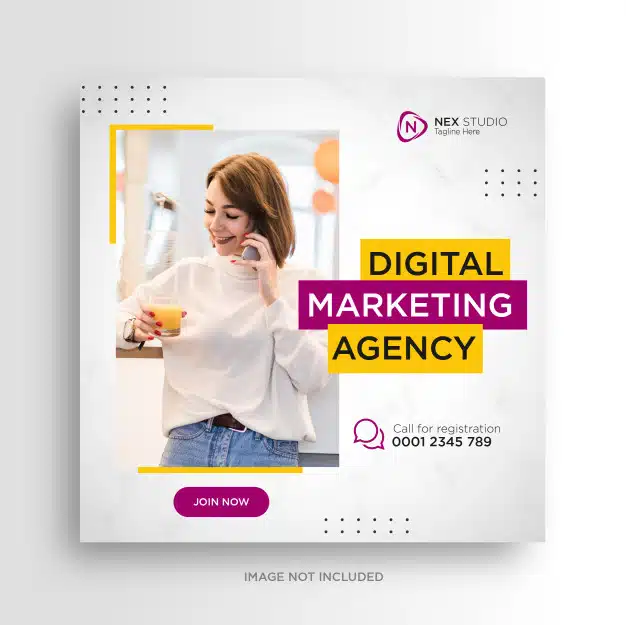 Digital business marketing social media banner square flyer Premium Vector