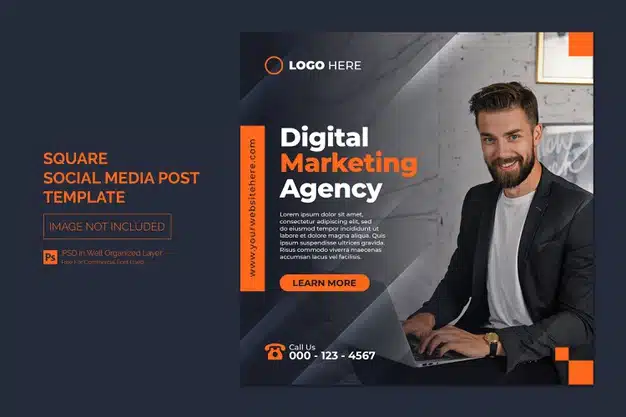 Digital marketing agency and corporate social media post or square web banner template Premium Psd