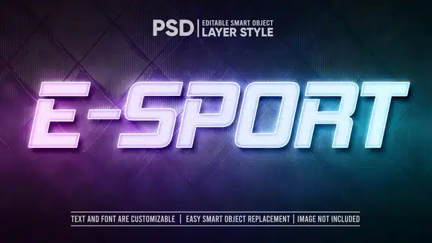 E-sport led light lamp text effect template Premium Psd