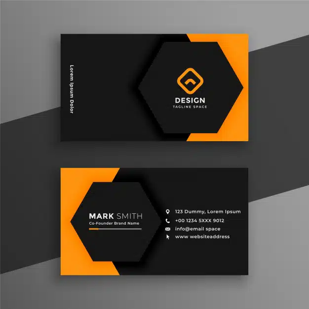 Elegant minimal black and yellow business card template Free Vector