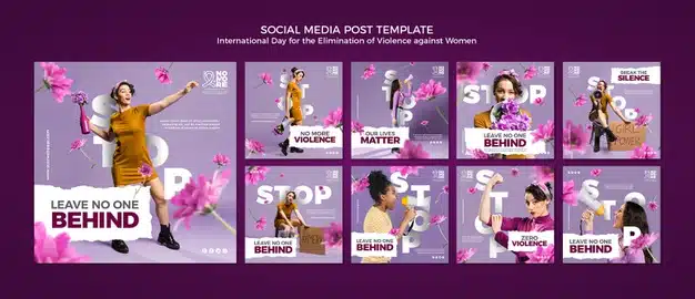 Elimination of violence against women social media posts Premium Psd