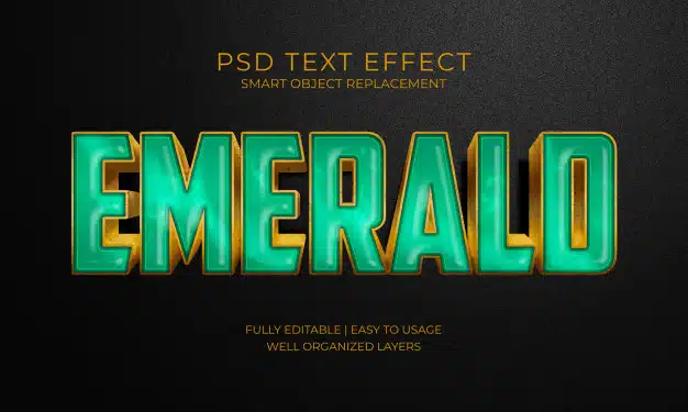 Emerald green stone text effect Premium Psd