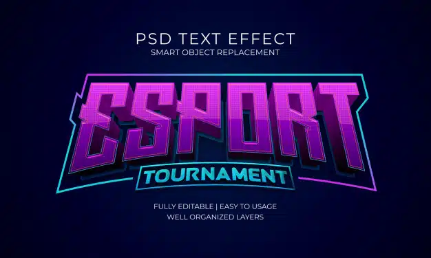 Esport tournament logo text effect Premium Psd