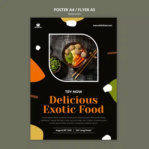 Exotic food poster template Free Psd