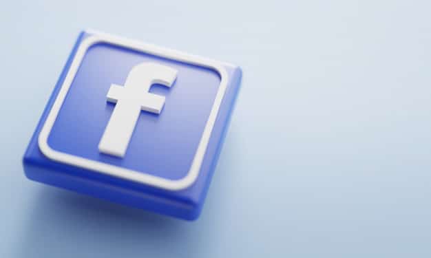 Facebook logo 3d rendering close up. account page promotion template. Premium Photo