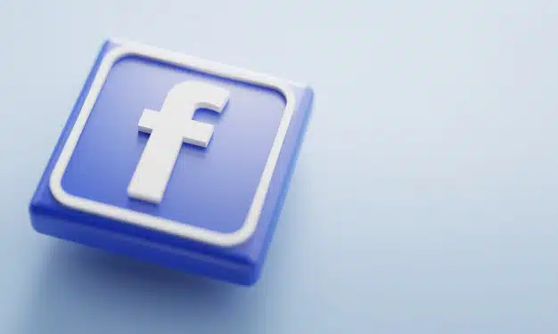 Facebook logo 3d rendering close up. account page promotion template. Premium Photo