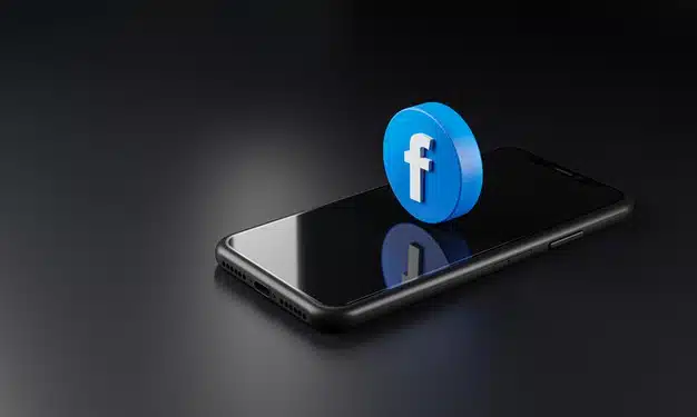Facebook logo icon over smartphone, 3d rendering Premium Photo