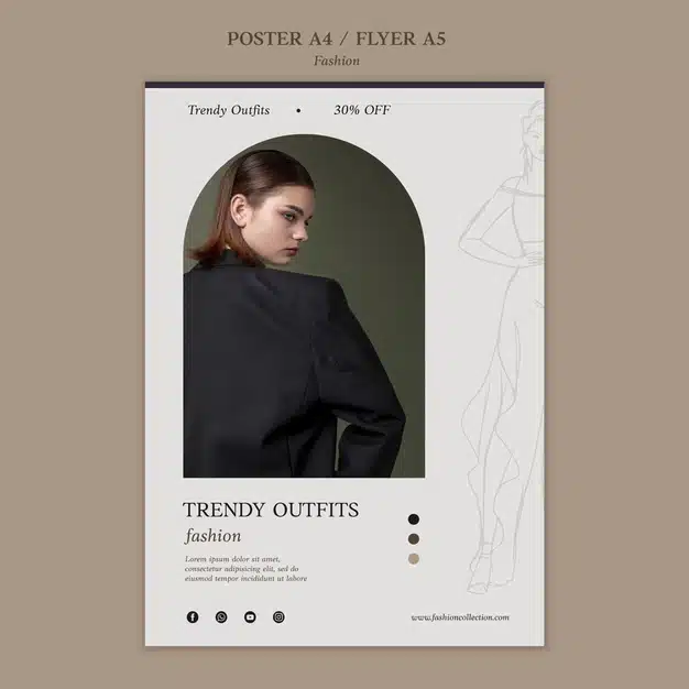Fashion print template with photo Free Psd