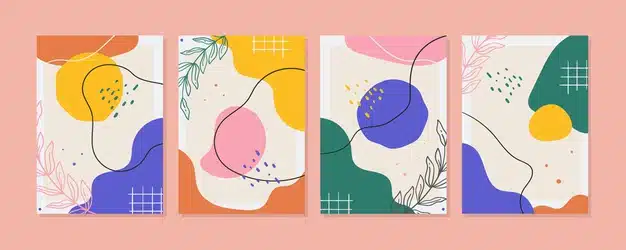 Flat abstract art cover collection Free Vector