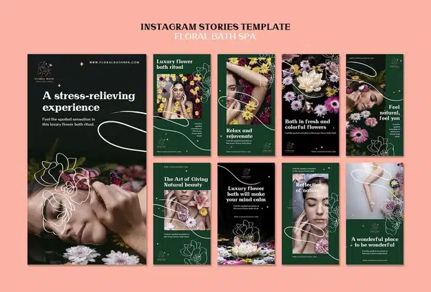 Floral spa instagram stories template Premium Psd