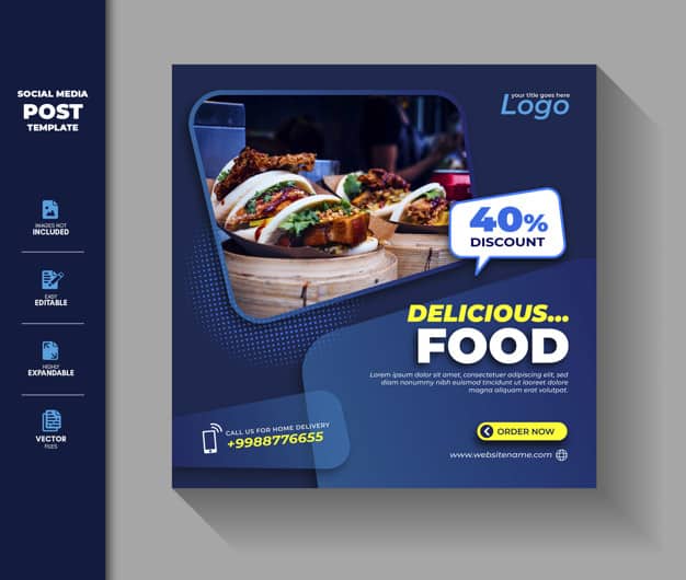 Food sale social media post instagram square banner Premium Vector