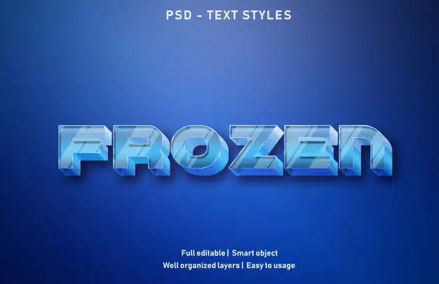 Frozen text effects style editable psd Premium Psd