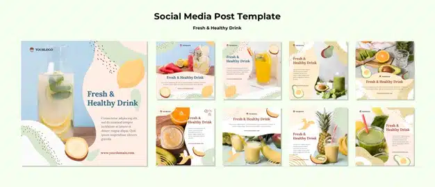 Fruit juice social media post template Free Psd
