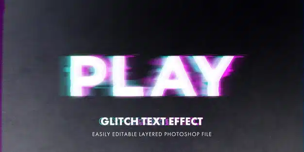 Glitch text style effect mockup template Premium Psd