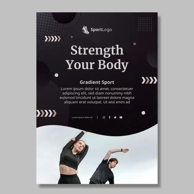 Gradient sport vertical flyer template Free Vector