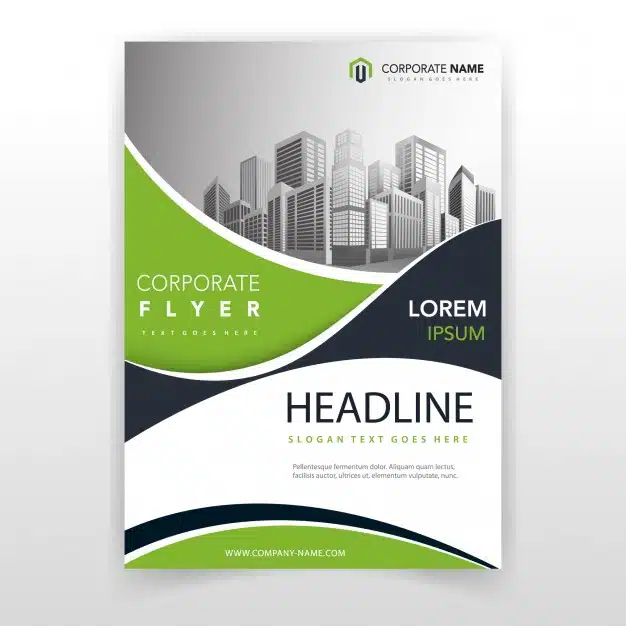 Green wave cover annual report template Free Vector