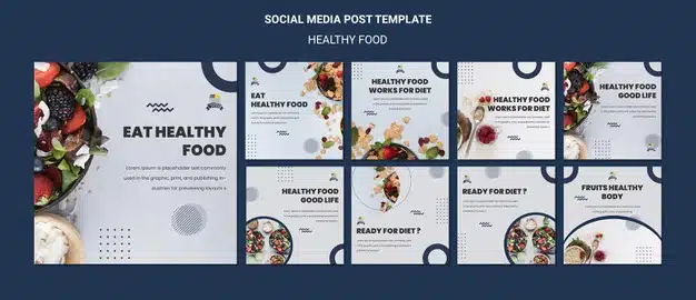 Healthy food social media post template Free Psd