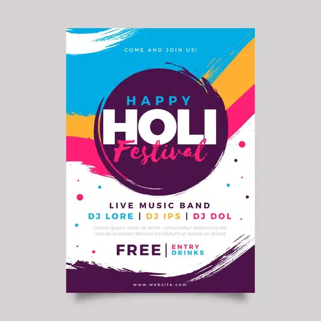 Holi festival poster template Free Vector