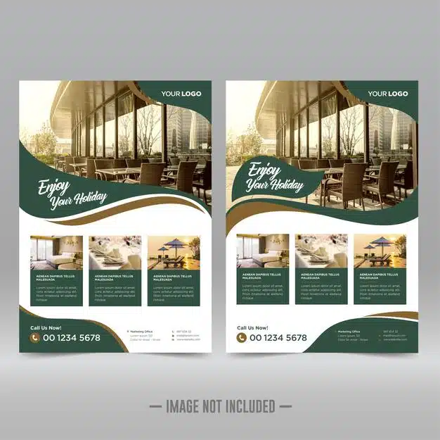 Hotel & resort flyer design template Premium Vector